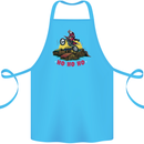 Christmas Santa Motocross Dirt Bike Cotton Apron 100% Organic Turquoise