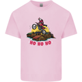 Christmas Santa Motocross Dirt Bike Kids T-Shirt Childrens Light Pink
