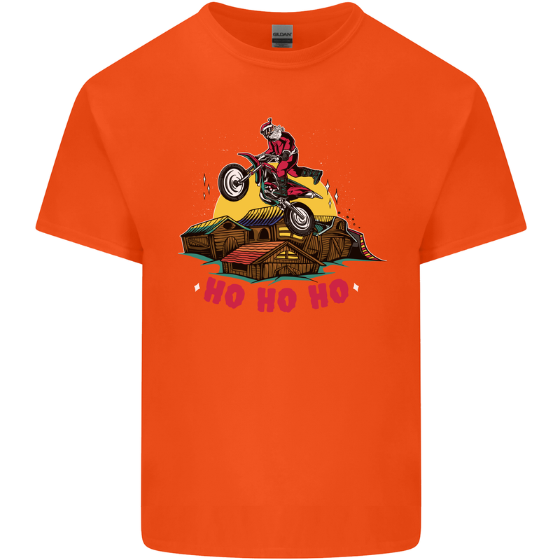 Christmas Santa Motocross Dirt Bike Kids T-Shirt Childrens Orange