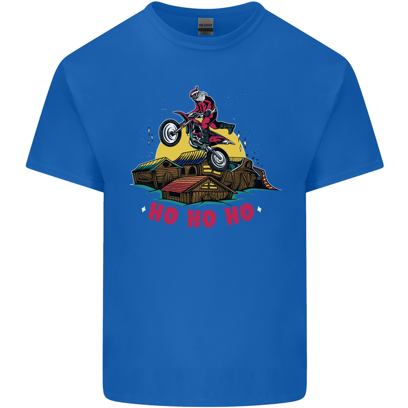 Christmas Santa Motocross Dirt Bike Kids T-Shirt Childrens Royal Blue