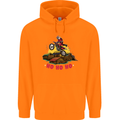Christmas Santa Motocross Dirt Bike Mens 80% Cotton Hoodie Orange