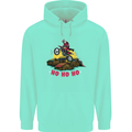 Christmas Santa Motocross Dirt Bike Mens 80% Cotton Hoodie Peppermint