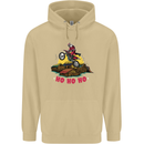 Christmas Santa Motocross Dirt Bike Mens 80% Cotton Hoodie Sand