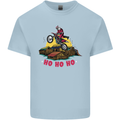 Christmas Santa Motocross Dirt Bike Mens Cotton T-Shirt Tee Top Light Blue