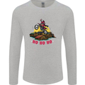 Christmas Santa Motocross Dirt Bike Mens Long Sleeve T-Shirt Sports Grey