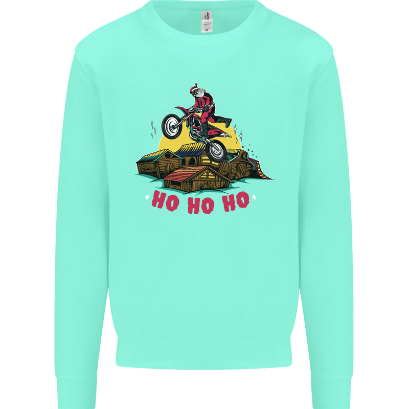 Christmas Santa Motocross Dirt Bike Mens Sweatshirt Jumper Peppermint