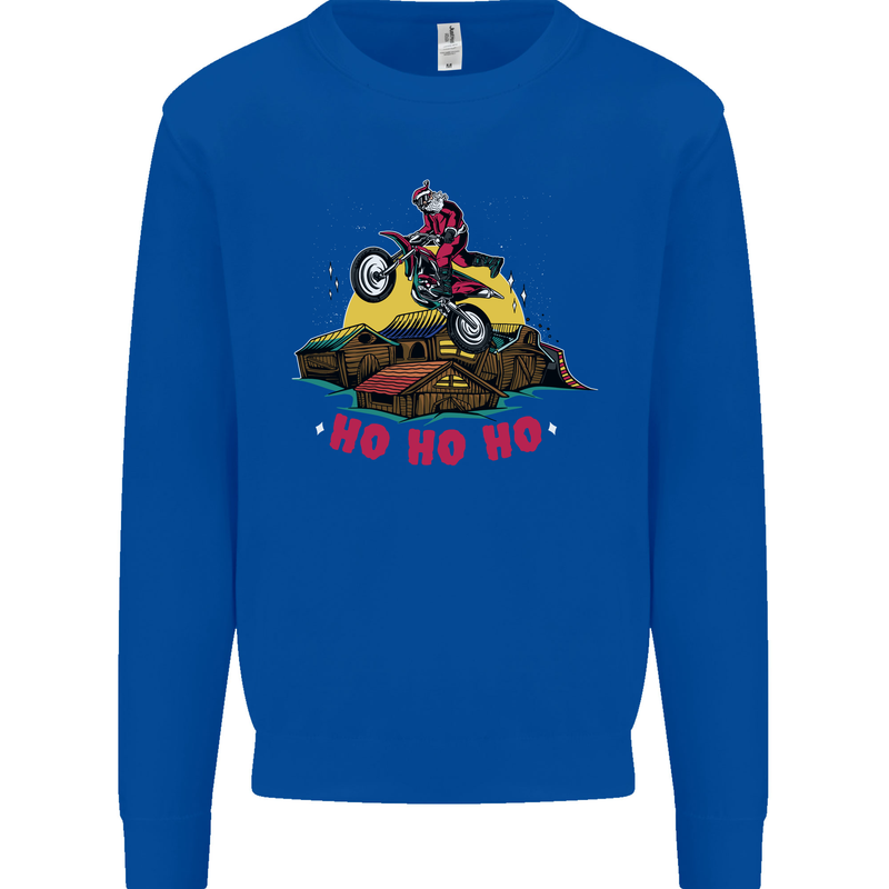 Christmas Santa Motocross Dirt Bike Mens Sweatshirt Jumper Royal Blue