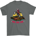 Christmas Santa Motocross Dirt Bike Mens T-Shirt Cotton Gildan Charcoal