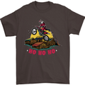 Christmas Santa Motocross Dirt Bike Mens T-Shirt Cotton Gildan Dark Chocolate