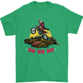 Christmas Santa Motocross Dirt Bike Mens T-Shirt Cotton Gildan Irish Green