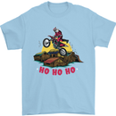 Christmas Santa Motocross Dirt Bike Mens T-Shirt Cotton Gildan Light Blue