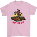 Christmas Santa Motocross Dirt Bike Mens T-Shirt Cotton Gildan Light Pink