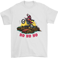 Christmas Santa Motocross Dirt Bike Mens T-Shirt Cotton Gildan White