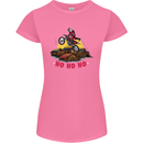 Christmas Santa Motocross Dirt Bike Womens Petite Cut T-Shirt Azalea