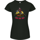 Christmas Santa Motocross Dirt Bike Womens Petite Cut T-Shirt Black