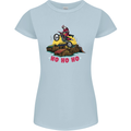 Christmas Santa Motocross Dirt Bike Womens Petite Cut T-Shirt Light Blue