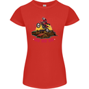 Christmas Santa Motocross Dirt Bike Womens Petite Cut T-Shirt Red