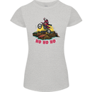 Christmas Santa Motocross Dirt Bike Womens Petite Cut T-Shirt Sports Grey