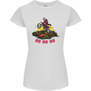 Christmas Santa Motocross Dirt Bike Womens Petite Cut T-Shirt White