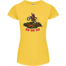 Christmas Santa Motocross Dirt Bike Womens Petite Cut T-Shirt Yellow