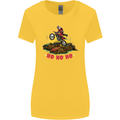Christmas Santa Motocross Dirt Bike Womens Wider Cut T-Shirt Yellow