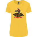 Christmas Santa Motocross Dirt Bike Womens Wider Cut T-Shirt Yellow