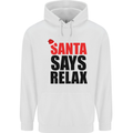 Christmas Santa Says Relax Funny Xmas Mens Hoodie White
