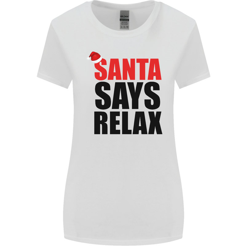 Christmas Santa Says Relax Funny Xmas Womens Wider Cut T-Shirt White