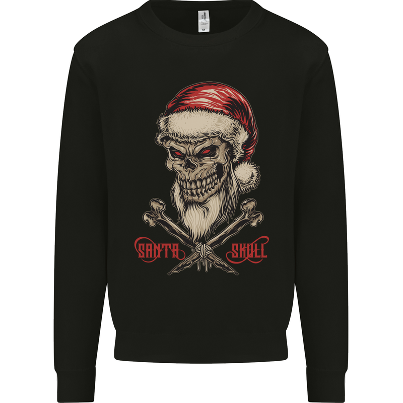 Christmas Santa Skull Heavy Metal Biker Mens Sweatshirt Jumper Black