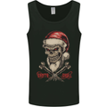 Christmas Santa Skull Heavy Metal Biker Mens Vest Tank Top Black