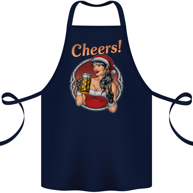 Christmas Sexy Santa Clause Xmas Cotton Apron 100% Organic Navy Blue