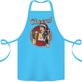Christmas Sexy Santa Clause Xmas Cotton Apron 100% Organic Turquoise