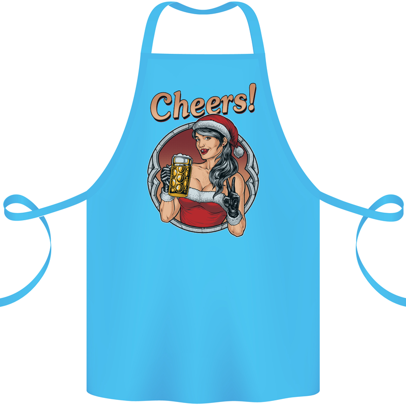 Christmas Sexy Santa Clause Xmas Cotton Apron 100% Organic Turquoise