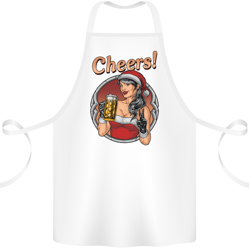 Christmas Sexy Santa Clause Xmas Cotton Apron 100% Organic White