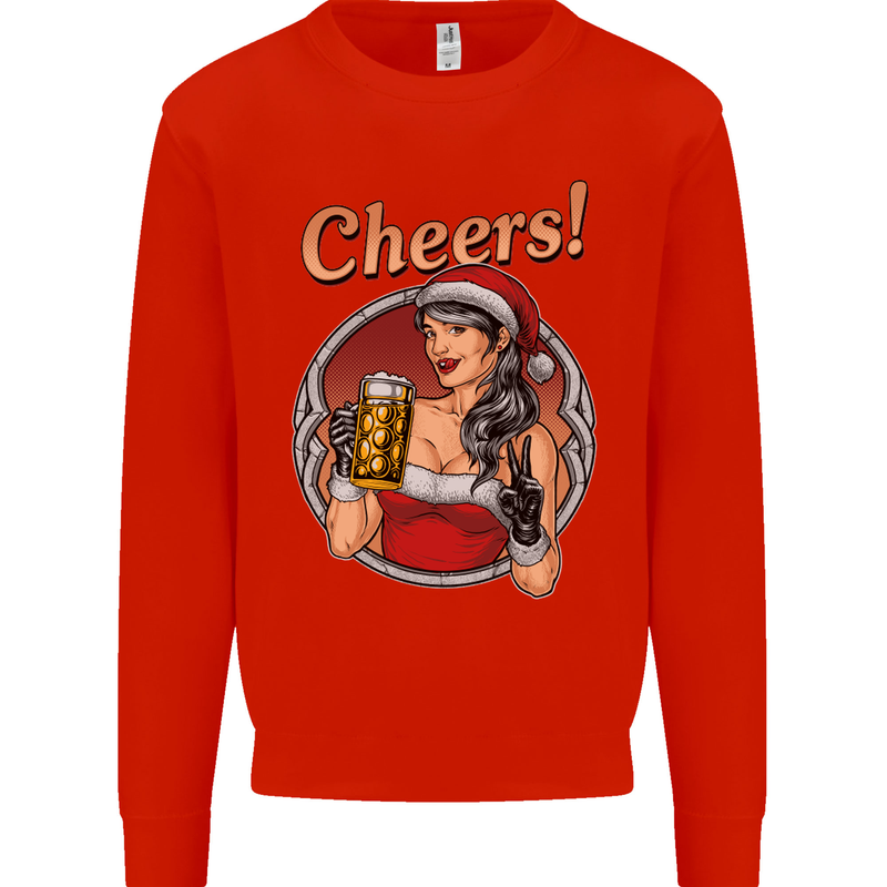 Christmas Sexy Santa Clause Xmas Mens Sweatshirt Jumper Bright Red