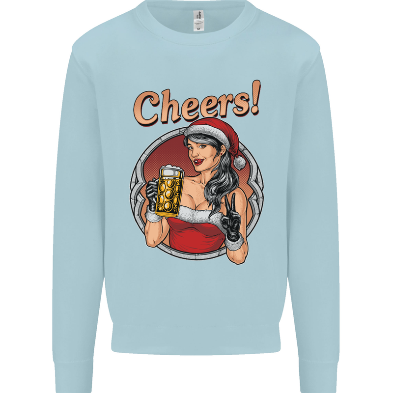 Christmas Sexy Santa Clause Xmas Mens Sweatshirt Jumper Light Blue