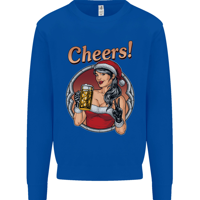 Christmas Sexy Santa Clause Xmas Mens Sweatshirt Jumper Royal Blue