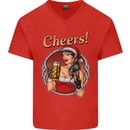 Christmas Sexy Santa Clause Xmas Mens V-Neck Cotton T-Shirt Red