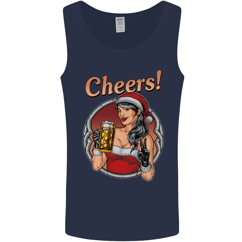 Christmas Sexy Santa Clause Xmas Mens Vest Tank Top Navy Blue