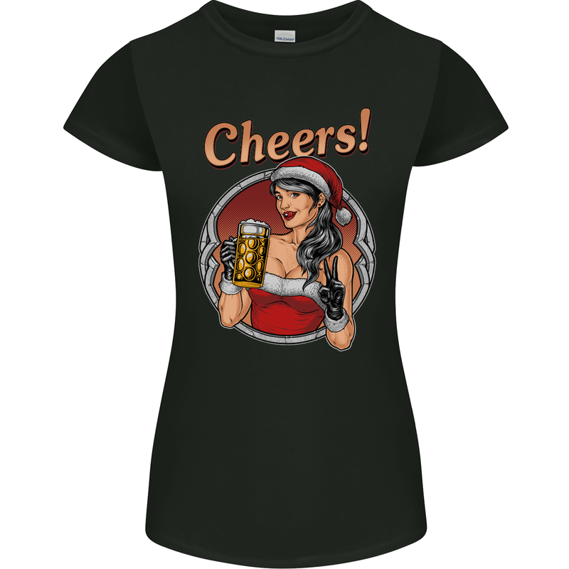 Christmas Sexy Santa Clause Xmas Womens Petite Cut T-Shirt Black