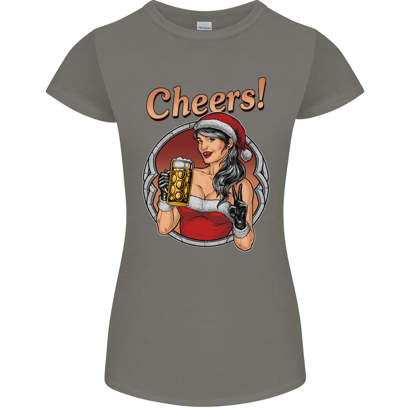 Christmas Sexy Santa Clause Xmas Womens Petite Cut T-Shirt Charcoal