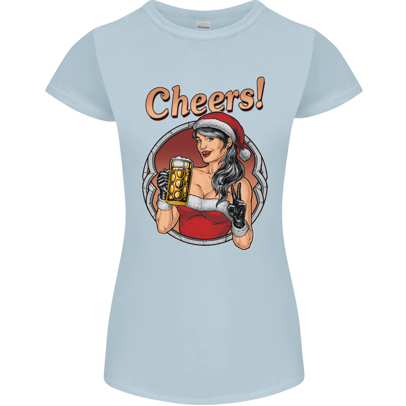Christmas Sexy Santa Clause Xmas Womens Petite Cut T-Shirt Light Blue