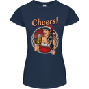 Christmas Sexy Santa Clause Xmas Womens Petite Cut T-Shirt Navy Blue