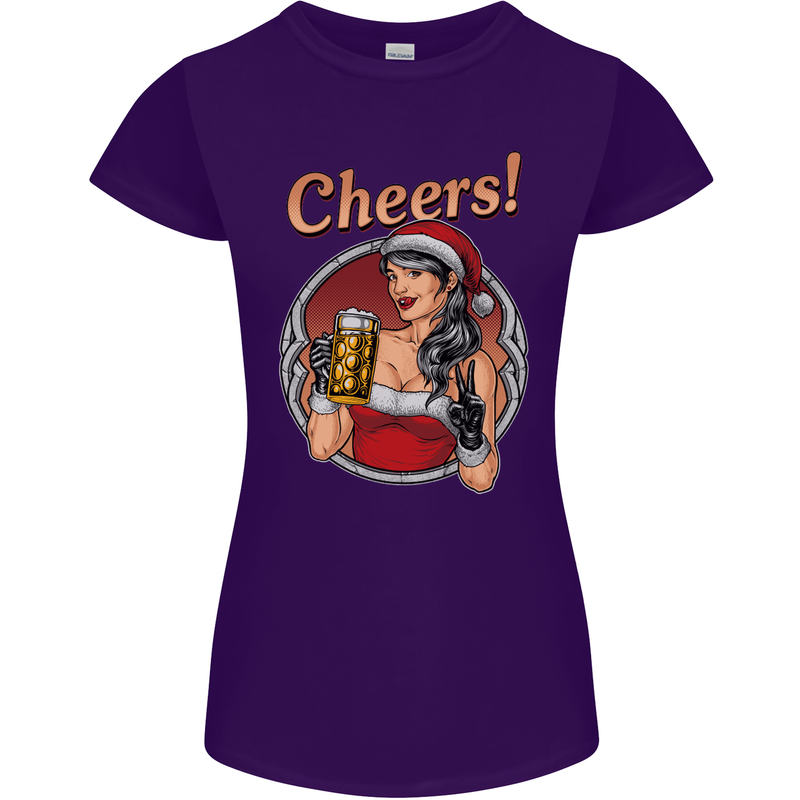 Christmas Sexy Santa Clause Xmas Womens Petite Cut T-Shirt Purple