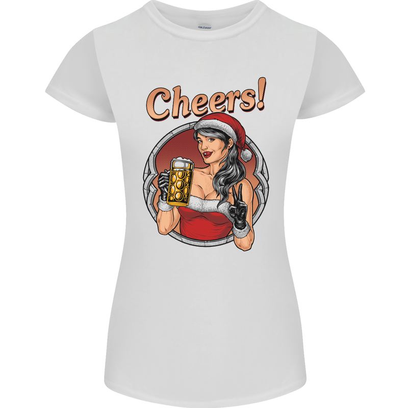 Christmas Sexy Santa Clause Xmas Womens Petite Cut T-Shirt White