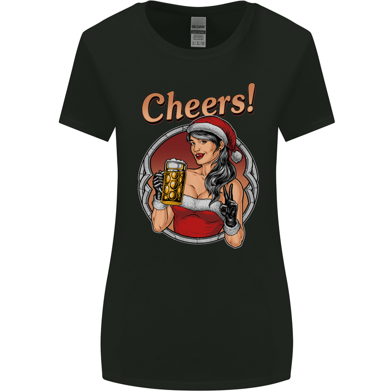 Christmas Sexy Santa Clause Xmas Womens Wider Cut T-Shirt Black