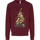 Christmas Sloth Tree Funny Xmas Kids Sweatshirt Jumper Maroon