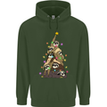 Christmas Sloth Tree Funny Xmas Mens 80% Cotton Hoodie Forest Green