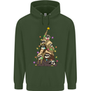Christmas Sloth Tree Funny Xmas Mens 80% Cotton Hoodie Forest Green