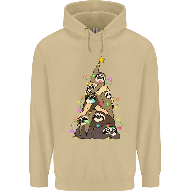 Christmas Sloth Tree Funny Xmas Mens 80% Cotton Hoodie Sand